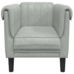 Fauteuil gris clair Velours – Image 2