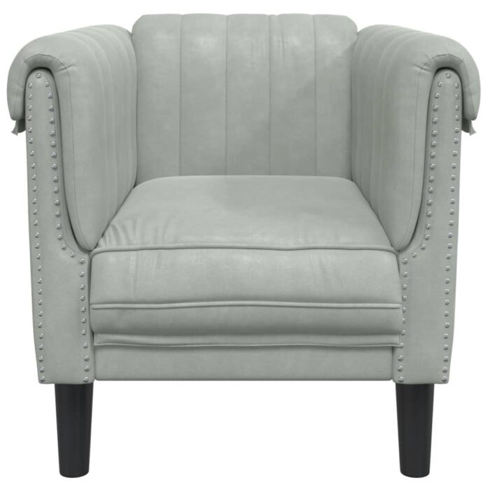 Fauteuil gris clair Velours – Image 2