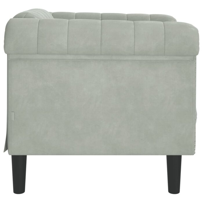 Fauteuil gris clair Velours – Image 3