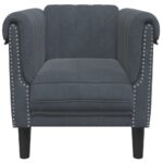 Fauteuil gris foncé velours – Image 2
