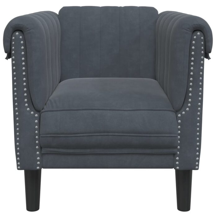 Fauteuil gris foncé velours – Image 2