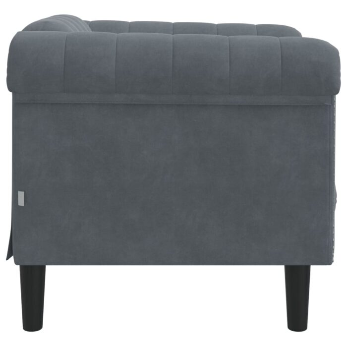 Fauteuil gris foncé velours – Image 3