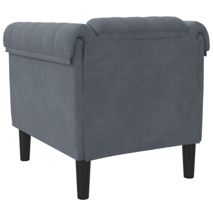 Fauteuil gris foncé velours – Image 4