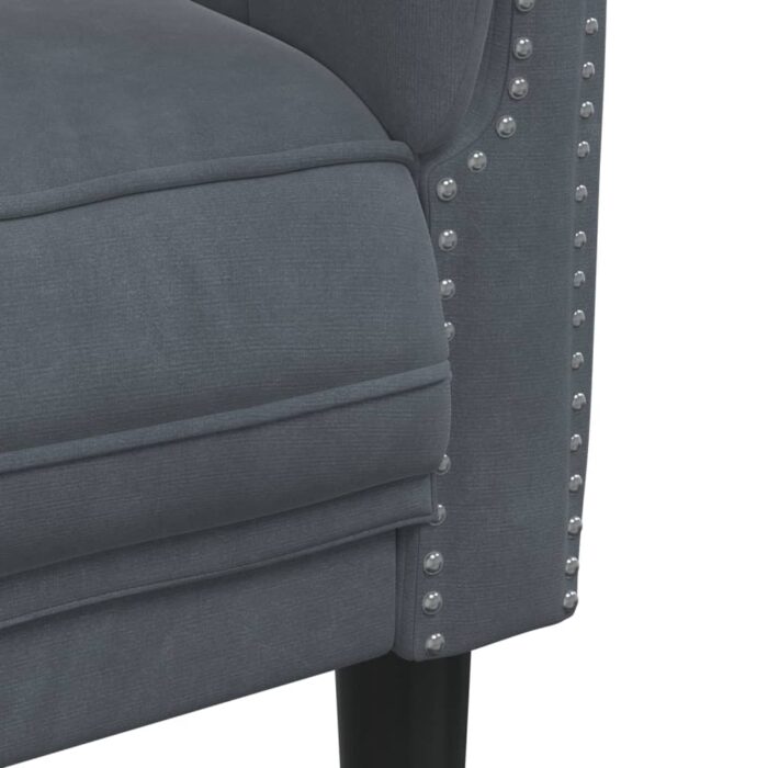 Fauteuil gris foncé velours – Image 5