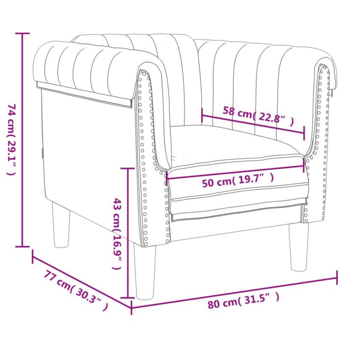 Fauteuil gris foncé velours – Image 7