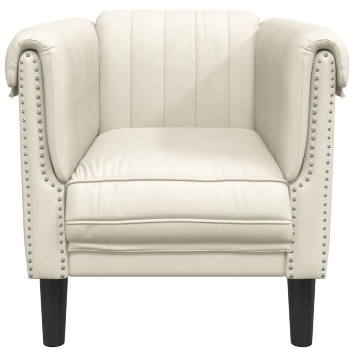 Fauteuil crème velours – Image 2