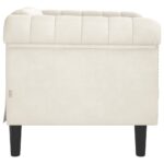 Fauteuil crème velours – Image 3