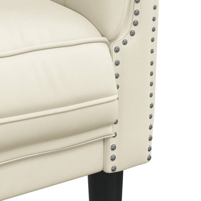 Fauteuil crème velours – Image 5