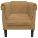 Fauteuil marron similicuir daim – Image 2