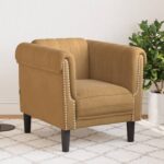 Fauteuil marron similicuir daim