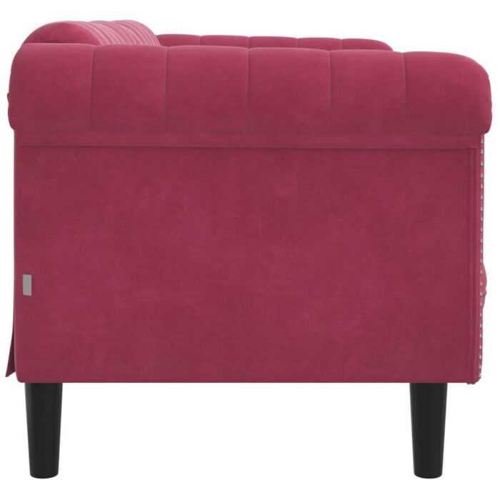 Canapé à 2 places rouge bordeaux velours – Image 3