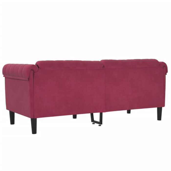 Canapé à 2 places rouge bordeaux velours – Image 4