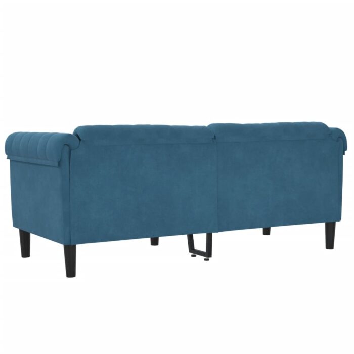 Canapé à 2 places bleu velours – Image 4