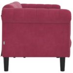 Canapé à 3 places rouge bordeaux velours – Image 3