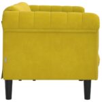 Canapé à 3 places jaune velours – Image 3