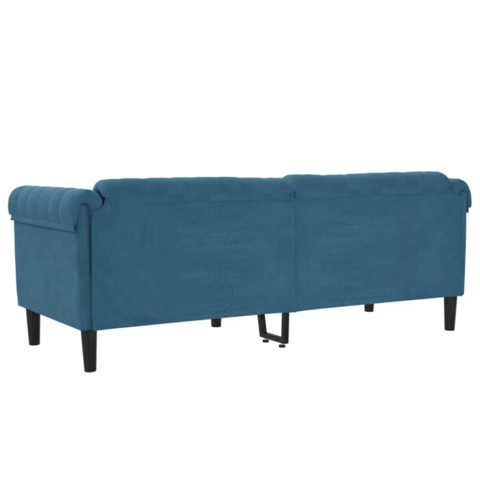 Canapé à 3 places bleu velours – Image 4