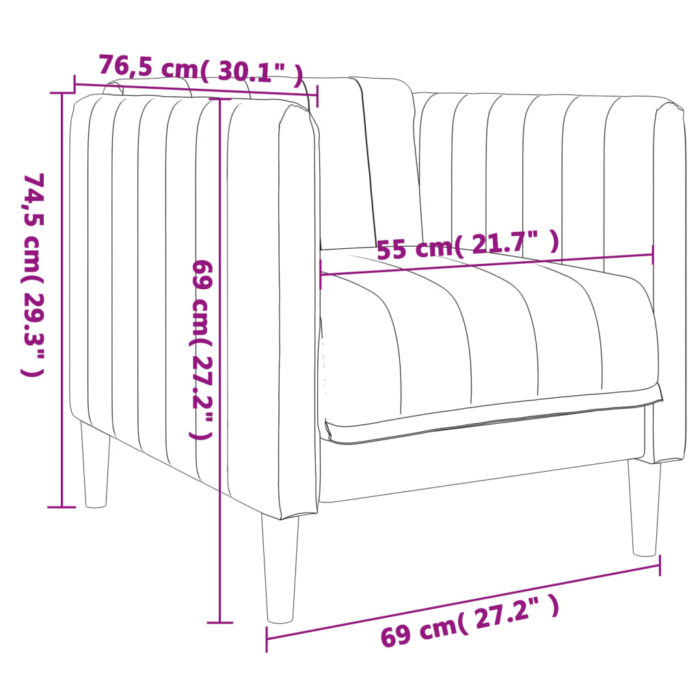 Fauteuil marron foncé tissu – Image 7