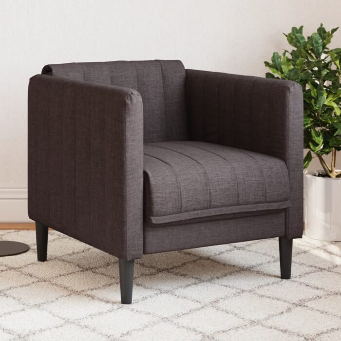 Fauteuil marron foncé tissu – Image 1