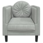 Fauteuil avec coussin gris clair Velours – Image 2