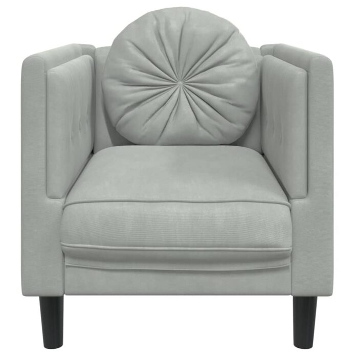 Fauteuil avec coussin gris clair Velours – Image 2