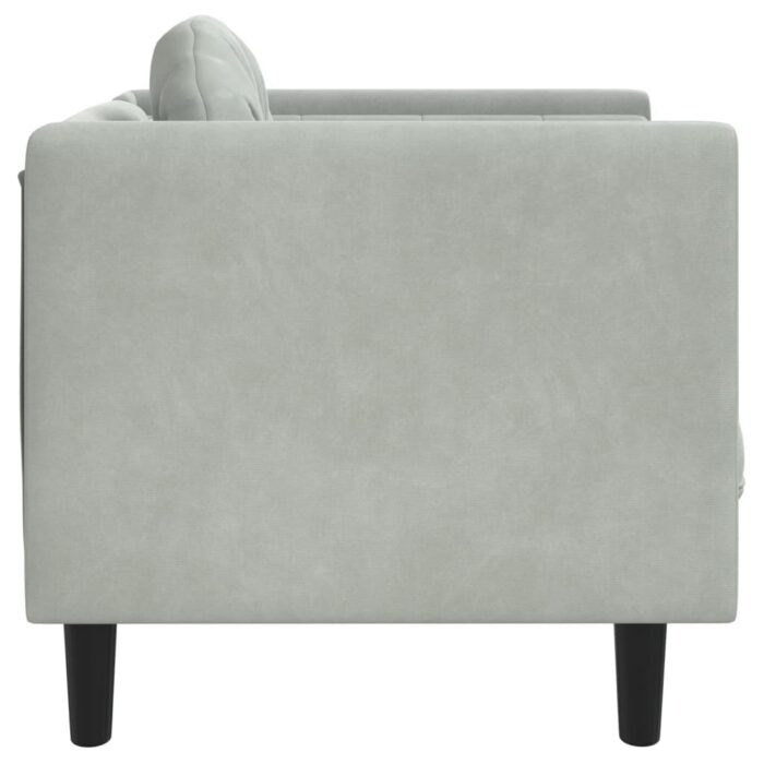Fauteuil avec coussin gris clair Velours – Image 3
