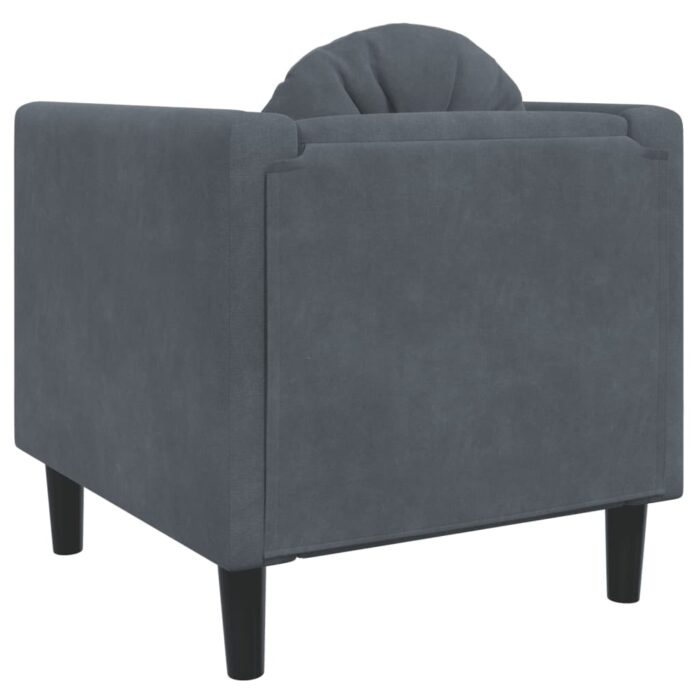 Fauteuil avec coussin gris foncé velours – Image 4