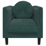 Fauteuil avec coussin vert foncé velours – Image 2