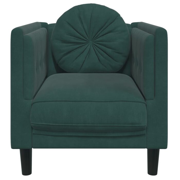 Fauteuil avec coussin vert foncé velours – Image 2