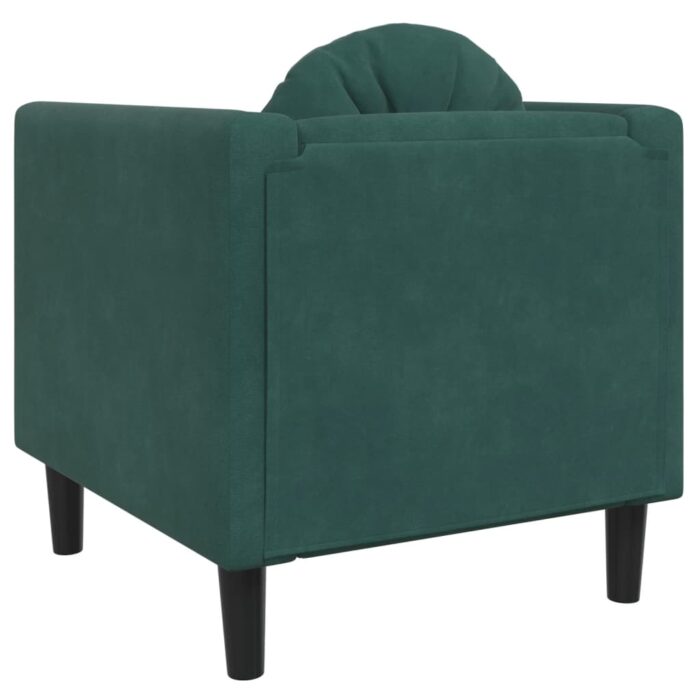 Fauteuil avec coussin vert foncé velours – Image 4