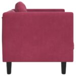 Fauteuil avec coussin rouge bordeaux velours – Image 3