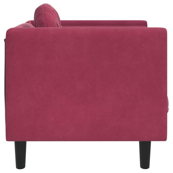 Fauteuil avec coussin rouge bordeaux velours – Image 3