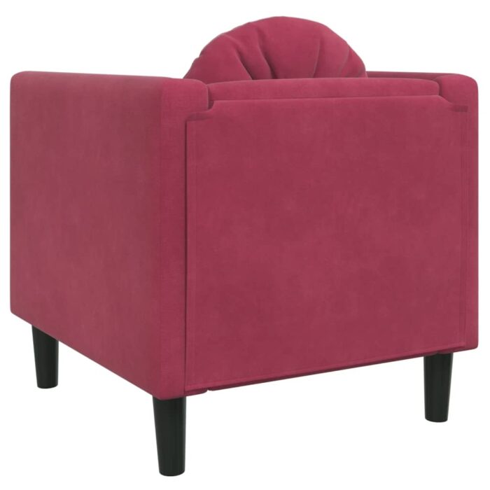 Fauteuil avec coussin rouge bordeaux velours – Image 4