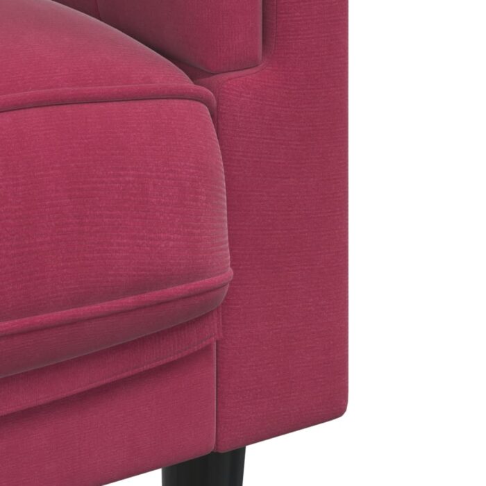 Fauteuil avec coussin rouge bordeaux velours – Image 5