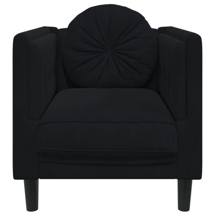 Fauteuil avec coussin noir velours – Image 2