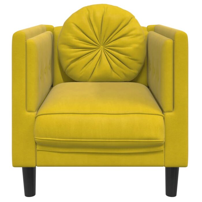 Fauteuil avec coussin jaune velours – Image 2