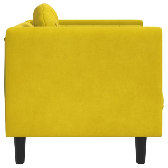 Fauteuil avec coussin jaune velours – Image 3