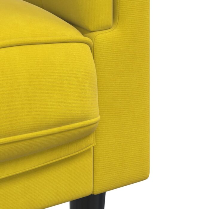 Fauteuil avec coussin jaune velours – Image 5