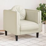 Fauteuil avec coussin crème velours