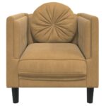 Fauteuil avec coussin marron similicuir daim – Image 2