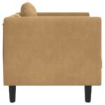 Fauteuil avec coussin marron similicuir daim – Image 3