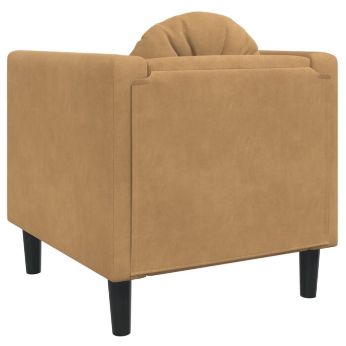 Fauteuil avec coussin marron similicuir daim – Image 4