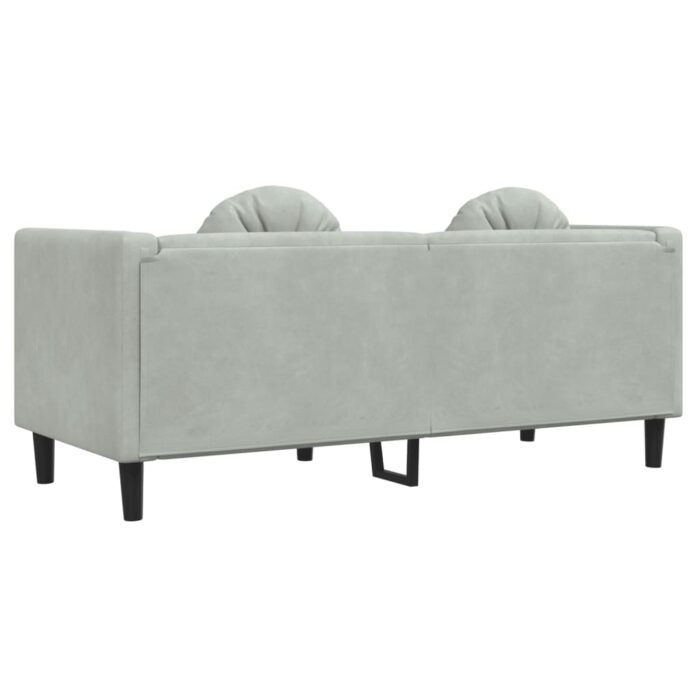 Canapé avec coussins 2 places gris clair velours – Image 4