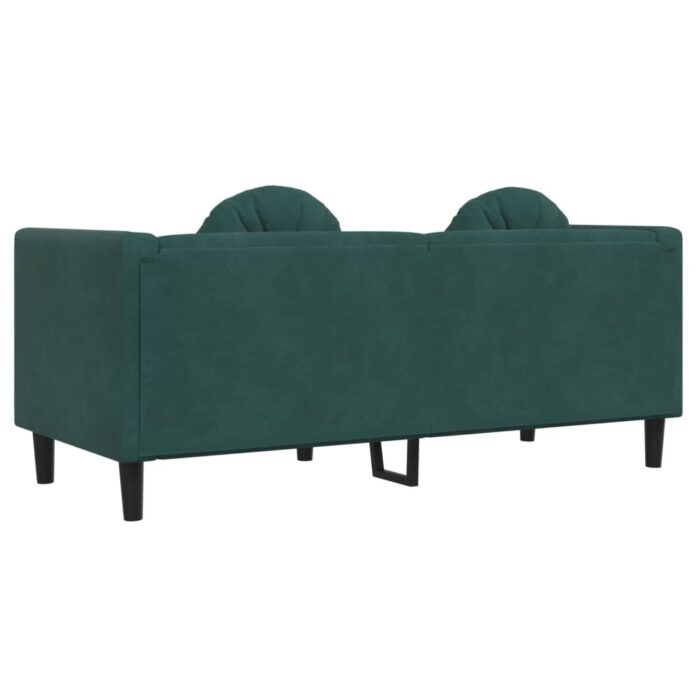 Canapé avec coussins 2 places vert foncé velours – Image 4