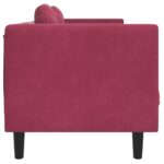Canapé avec coussins 2 places rouge bordeaux velours – Image 3