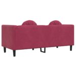 Canapé avec coussins 2 places rouge bordeaux velours – Image 4