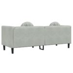 Canapé avec coussins 3 places gris clair velours – Image 4