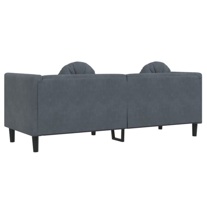 Canapé avec coussins 3 places gris foncé velours – Image 4