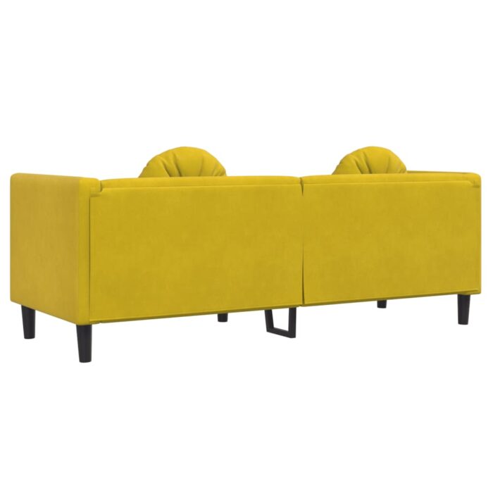 Canapé avec coussins 3 places jaune velours – Image 4