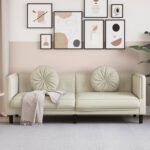 Canapé avec coussins 3 places crème velours