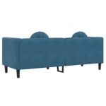 Canapé avec coussins 3 places bleu velours – Image 4